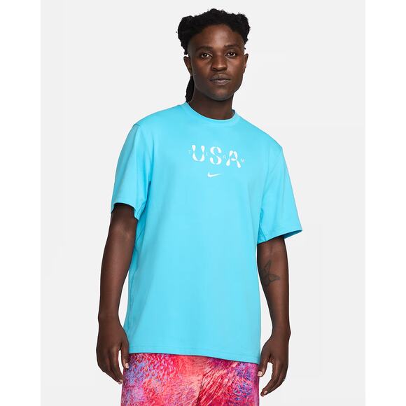 Nike Men's LG Baltic Blue USA Primary Dri-FIT Short Sleeve T Shirt Active K24-16 - Picture 1 of 7